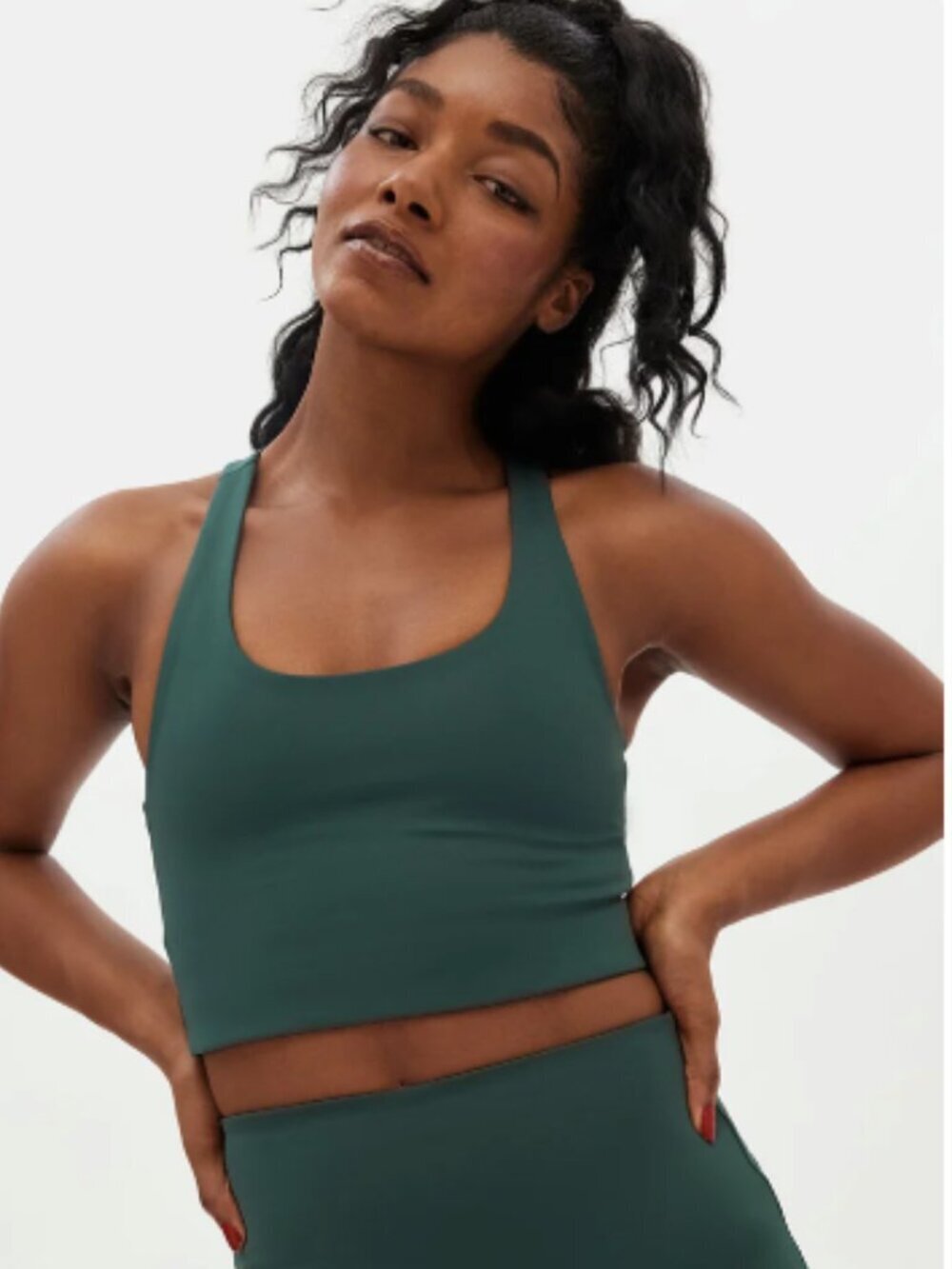 Girlfriend Collective Paloma Racerback Sports Bra in Moon Size S gym athleisure